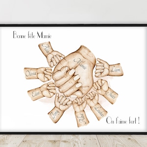 Cartel personalizado de mamá, cartel de abuela, formato A6 /A5 /A4 /A3, regalos del Día de la Madre, personalización, entrega rápida
