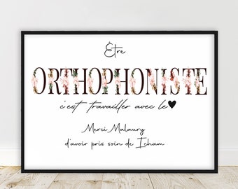 Cadeau pour ORTHOPHONISTE /Offre Spéciale / Affiche texte personnalisé, cadeau pour nounou, cadeau pour astem, destinataire au choix