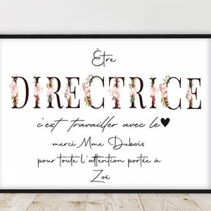 Póster personalizado para DIRECTOR - Regalo para profesor, atsem, niñera, regalo de agradecimiento - A4 o A3 - Marco opcional para A3