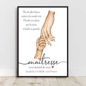 Póster A6 / A4 / A3 para maestros, niñeras, Aesh, Atsem, número de niños personalizable, regalo de fin de año escolar