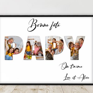 cadeau pour Papy, Affiche photos mot personnalisé, affiche joli mot avec photos, Affiche Famille, Affiche papy petits enfants enfant