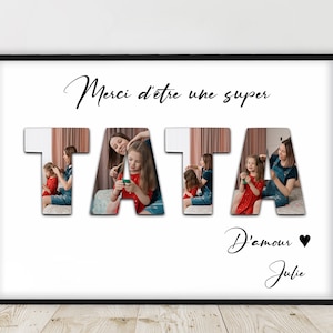 Geschenk für Tante, Geschenk für Patentante / PROMO / Personalisiertes Foto-Wort-Poster, Happy Birthday Oma Poster, anpassbarer Text