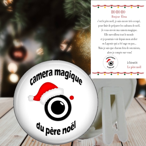 Camera Magique personnalisable, bonnet de noël et lettre du Père Noël, surveillance des enfants sages, liste cadeau de noël