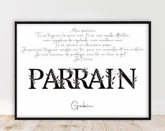 Cadeau pour Parrain /Offre Spéciale / Affiche texte personnalisé, affiche super parrain, cadeau à prix doux