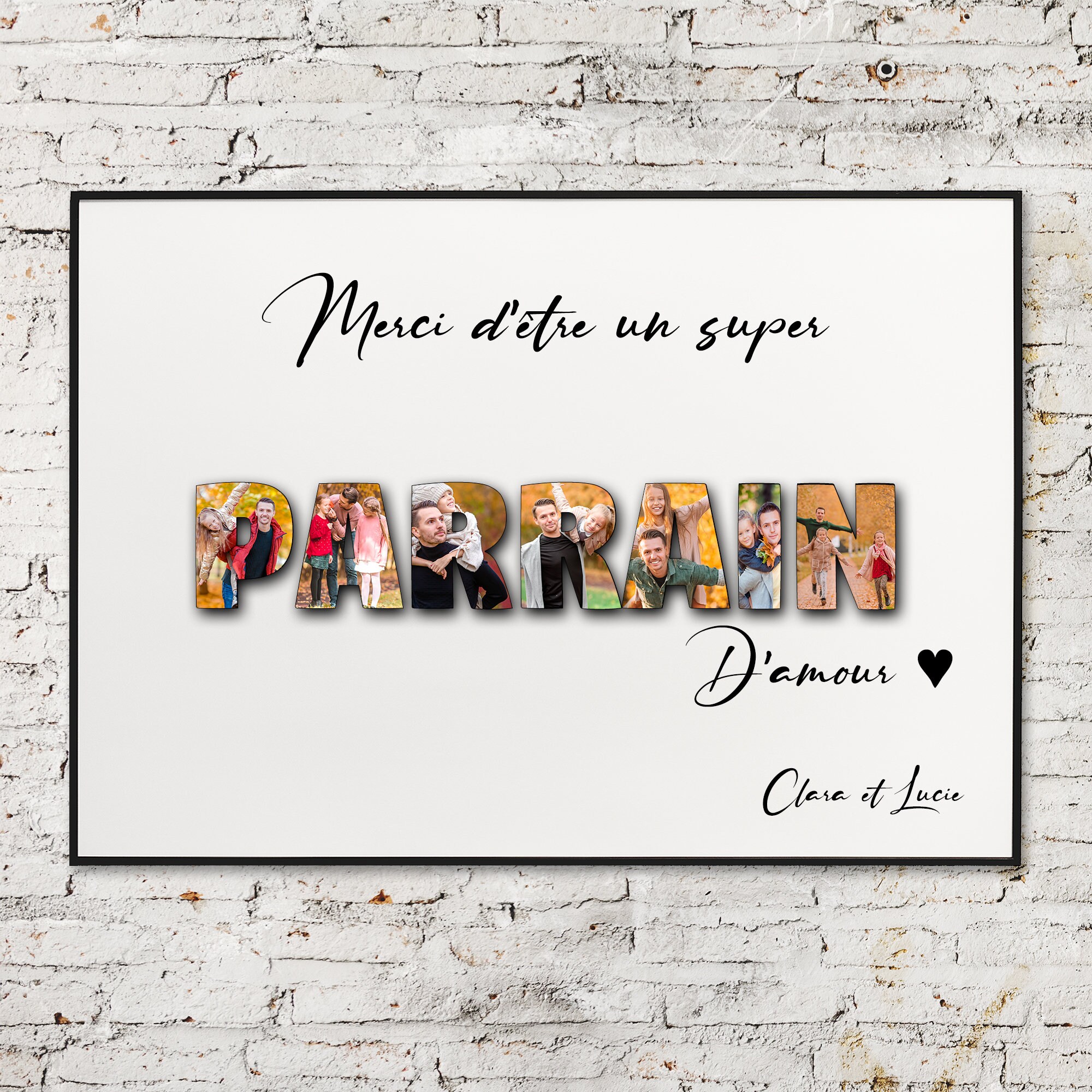 Cadeau Pour Parrain, Cadeau Marraine/Promo/ Affiche Photo Mot Personnalisé, Bon Anniversaire Mamie, 