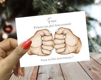 Personalized witness request, man&#39;s wedding announcement, woman&#39;s invitation, A6 10x15cm card, will you be my witness, skin color and text