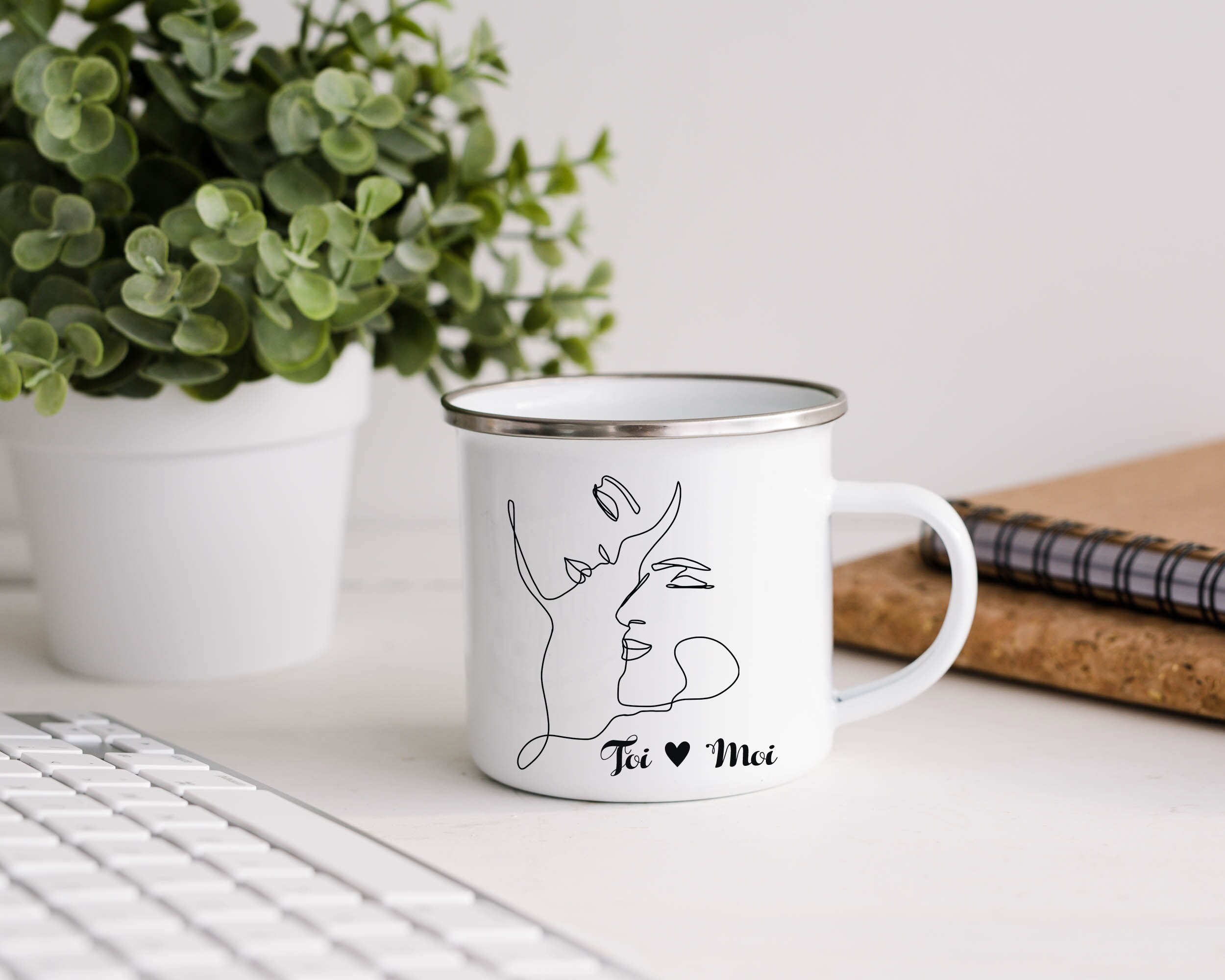 Cadeau Saint Valentin, Tasse Émaillée Vintage, Mug Personnalisable Pour Couple, Cadeau Amoureux, Toi