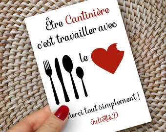 Cadeau pour Cantinière, Carte de remerciement personnalisable, Cadeau pour Cuisinière,  Cadeau pour cuistot , Cadeau pour Serveuse