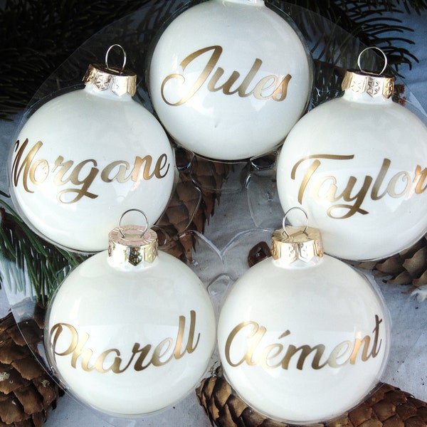 Boule de noël personnalisée, Boule de Noël prénom personnalisable, décoration sapin avec prénom, boule de noel en verre