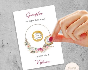 Solicitud de testigo de boda elegante, tarjeta de rascar de testigo de boda, texto personalizable, testigo masculino, solicitud de dama de honor