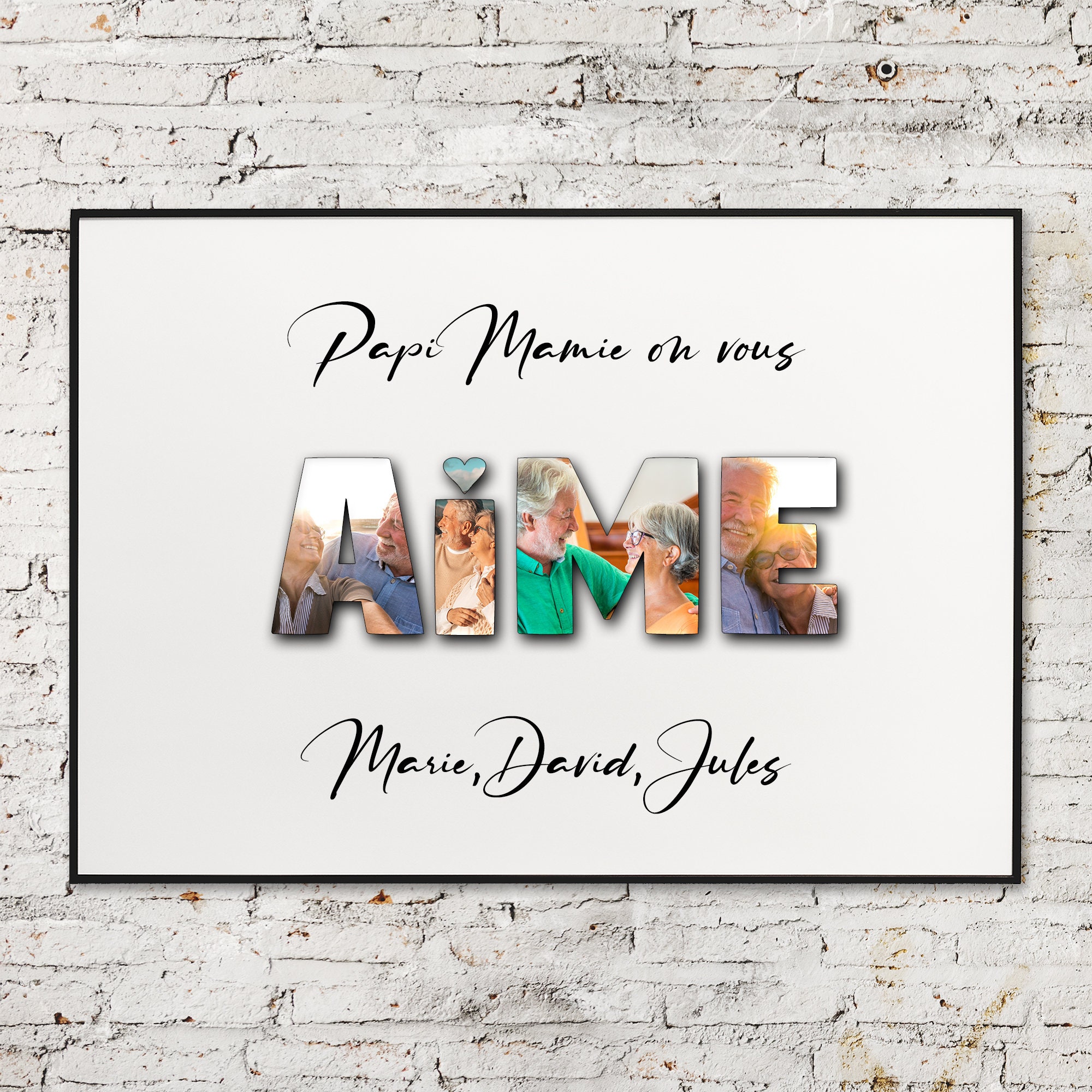 Affiche Photos Mot Personnalisé, Fête Des Grands Mères, Cadeau Anniversaire Mamie, et Texte Personna