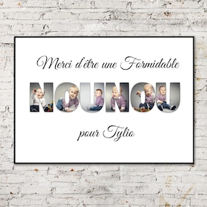 Nanny Poster, personalisierbares Wortfoto-Poster, hübsches Wortposter mit Fotos, Patenposter, Oma-Poster, Tante-Poster
