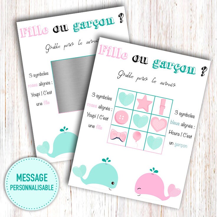 Carte A Gratter Morpion Annonce Sexe Bebe Version Fille Ou Etsy