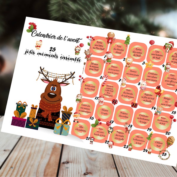 Scratch Advent calendar, customizable Reindeer calendar, family Advent calendar, couple Advent calendar