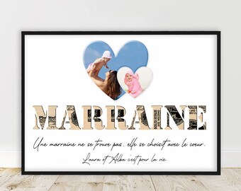 Regalo per padrino e madrina personalizzato, poster personalizzato con fotografia, regalo battesimo per ragazza, regalo battesimo