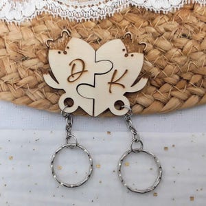 Gepersonaliseerde houten puzzel sleutelhanger - Cadeau voor koppel - Lasergegraveerd - Handgemaakt