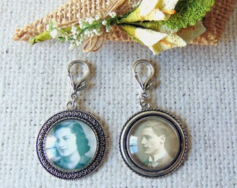 Wedding boutonniere, customizable with photo or text, souvenir jewel, emotional jewel, future groom gift, memorial, tribute to deceased loved one