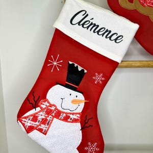 Chaussette De Noël Personnalisable Avec Prénom - 40x25 Cm, Feutrine, Thermocollant Velours Ou Paillettes