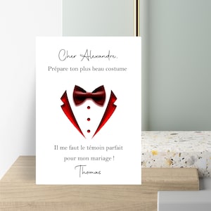 Carte Demande témoin, Couleur et texte personnalisables, annonce mariage, veux tu être mon garçon d'honneur, veux tu être mon témoin
