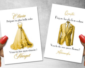 Tarjeta de testigo de boda, testigo masculino o femenino, color y texto personalizables, solicitud de padrino, solicitud de dama de honor