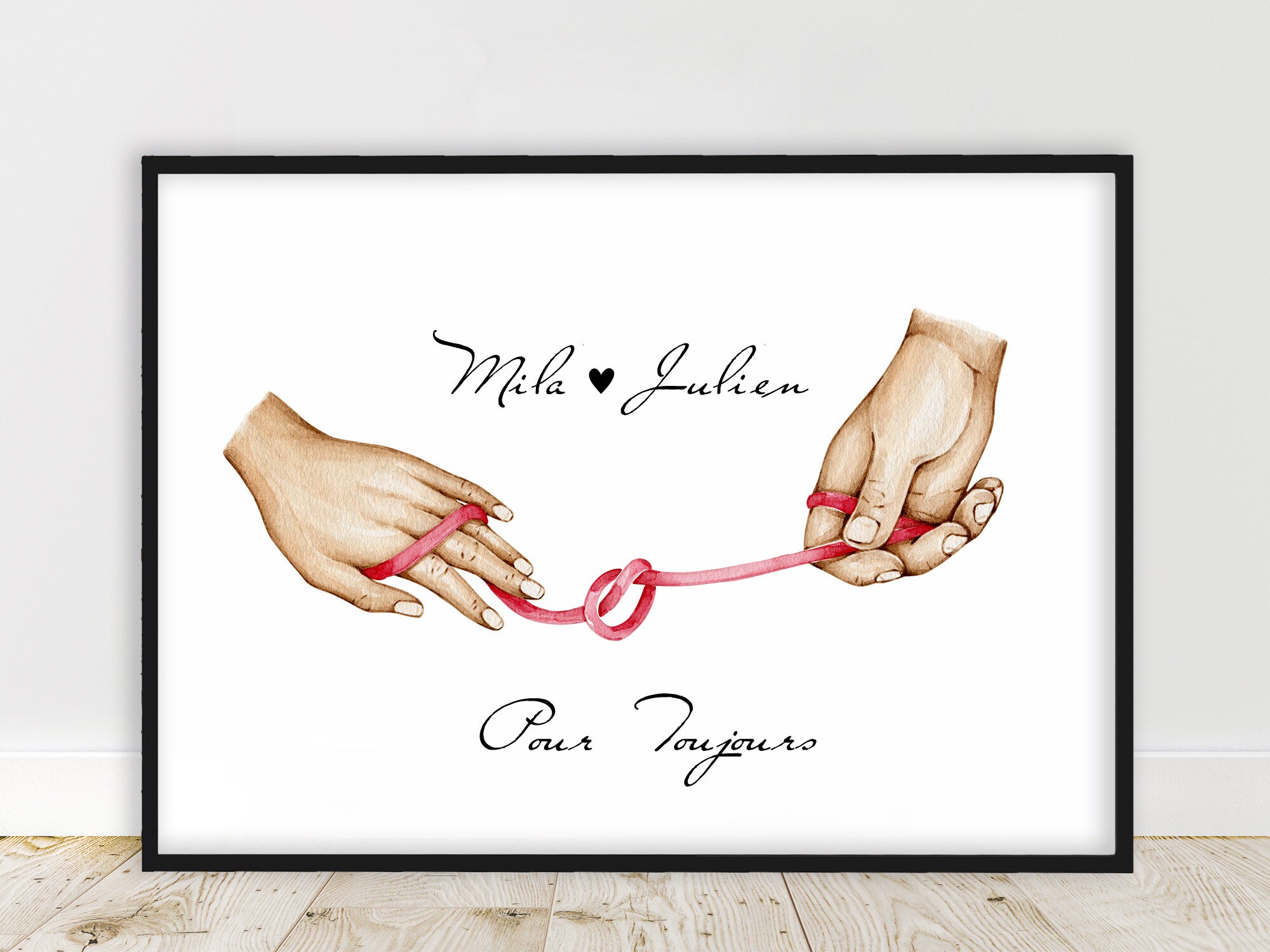 Portrait Personnalisé, Affiche Couple Uni, Texte et Couleur Personnalisable, Cadeau Pour Couple, Amo