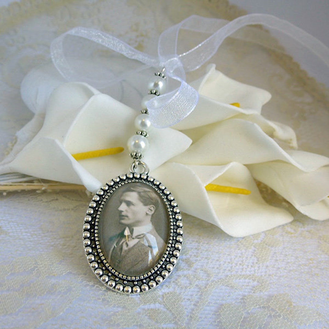 Bijou bouquet mariée, Médaillon photo personnalisable,bijou souvenir