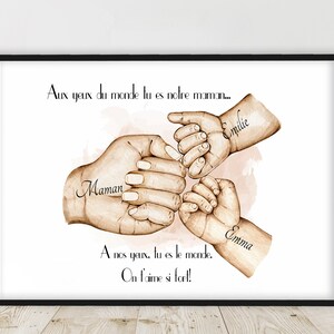 Regalo para MAMÁ, Póster A6 / A5 /A4 /A3, Retrato personalizado, cumpleaños, regalo del Día de la Madre, color y texto personalizables