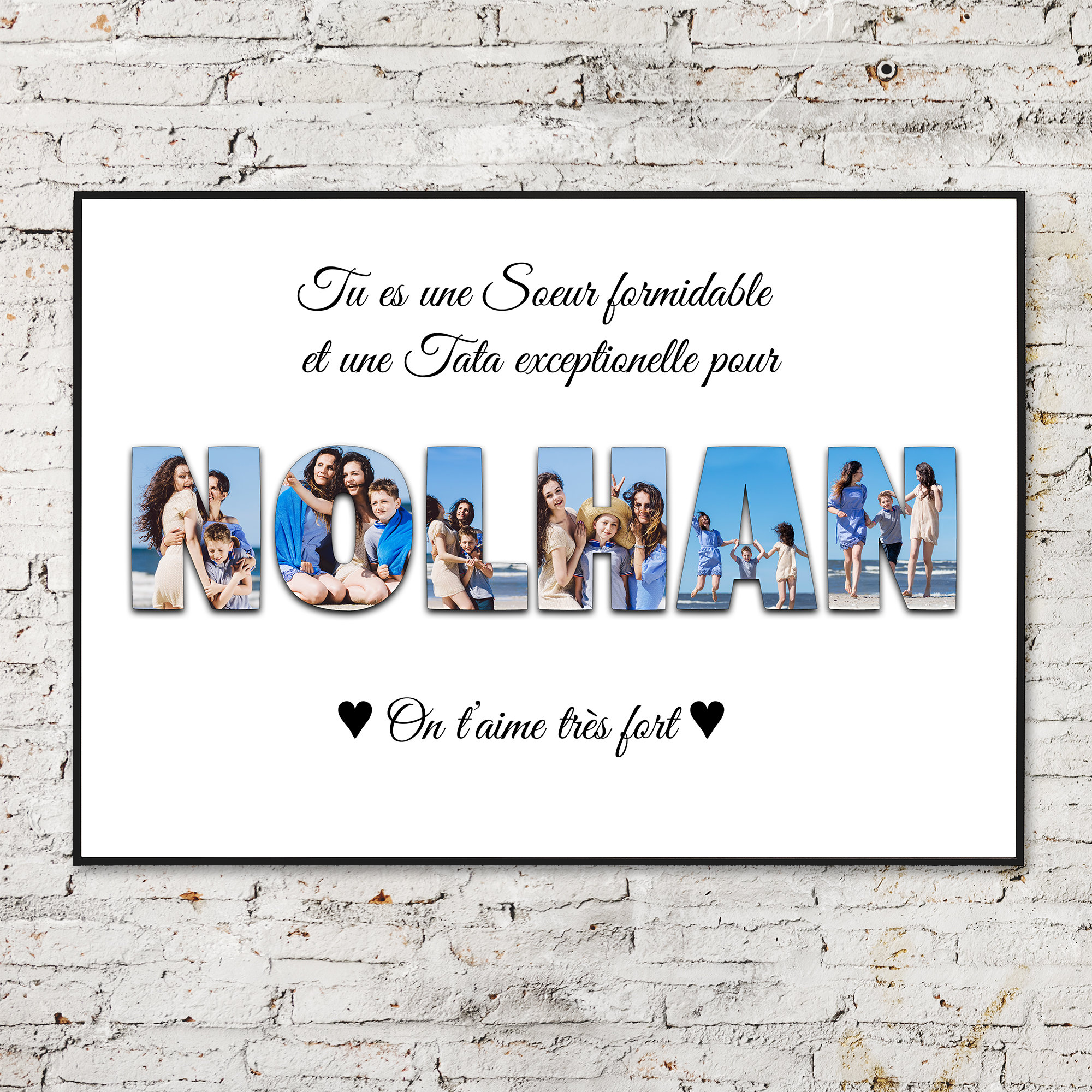 Cadeau Pour Tata, Affiche Photos Mot Personnalisé, Affiche Joli avec Photos, Famille, Papy, Enfant