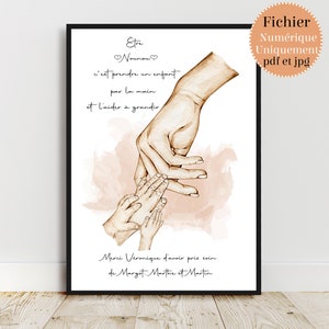 Personalized large format poster and downloadable file, end of contract nanny gift idea, personalized nursery gift, sizes A3 to A0