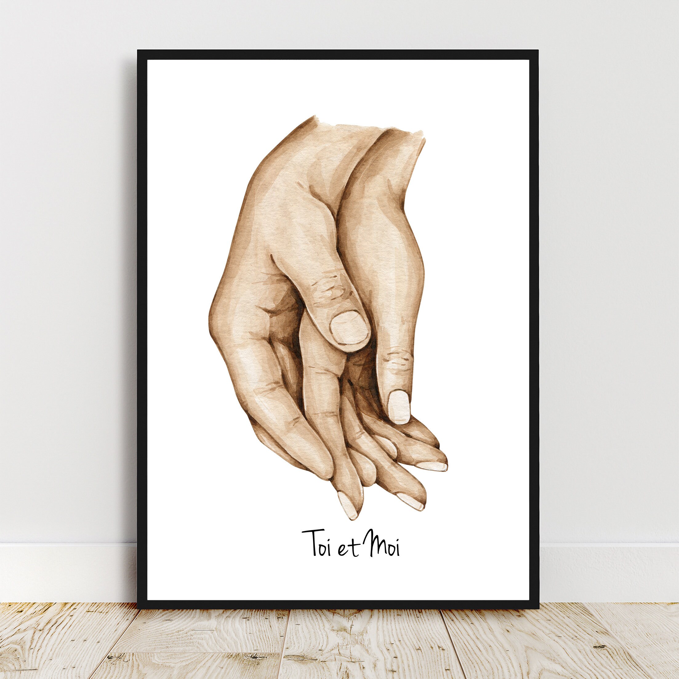 Portrait Personnalisé, Affiche Couple Tendresse, Texte et Couleur Personnalisable, Amour Couple, Cad