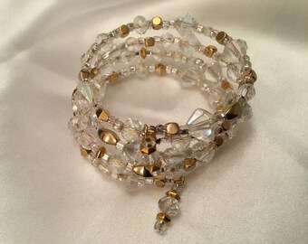 Crystal and gold memory bracelet.