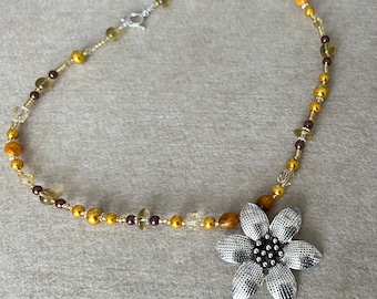 Large Flower Pendant Necklace