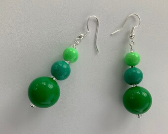 Bright Green Bead Earrings