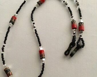 Flame bead spectacle chain