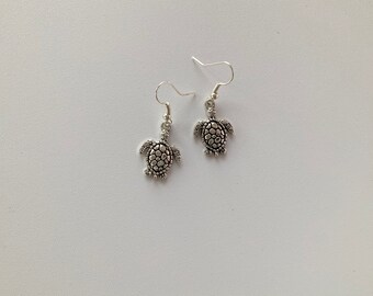 Little Turtle Silver Plated Charm Earrings
