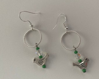 Dangly Bird and Hoop Earrings