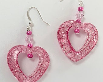 Pink Heart Earrings