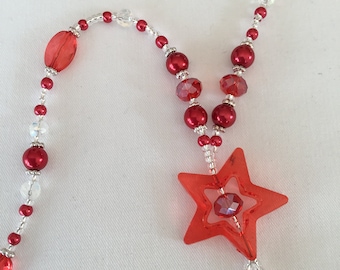 Bright red star necklace
