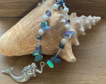 Pretty Blue Bead Mermaid Necklace