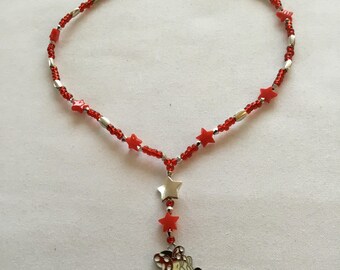 Minnie Mouse red beaded necklace