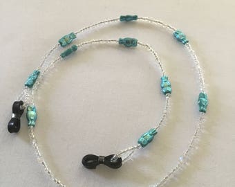 Turquiose owl beaded spectacle/glasses chain