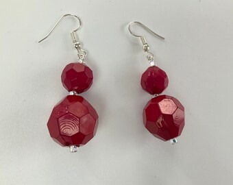 Dark Pink Dangle Earrings