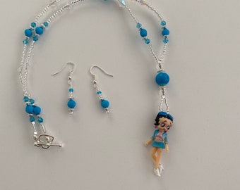 Betty Boop Pendant Necklace and Earrings