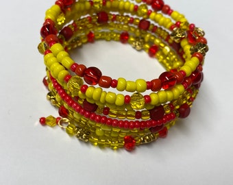 Yellow and Red Bead Memory Bracelet