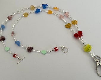Colourful Glass Leaf Bead Lanyard