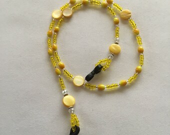 Yellow beaded spectacle/glasses chain