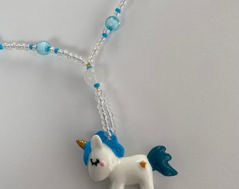 Unicorn Pendant Bead Necklace
