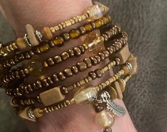 Brown Beaded Memory Bracelet