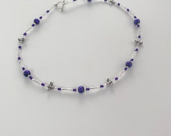 Purple Bead Bee Necklace