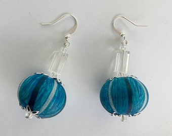 Chunky Blue Bead Earrings